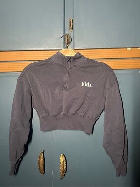 Kith Kids Navy Blue Cropped Quarter-I Zip Pullover size M